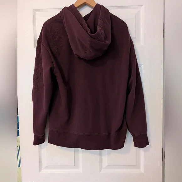 Athleta Retroplush Hoodie Sweatshirt in purple with an Alya Floral design Size L - Picture 3 of 6